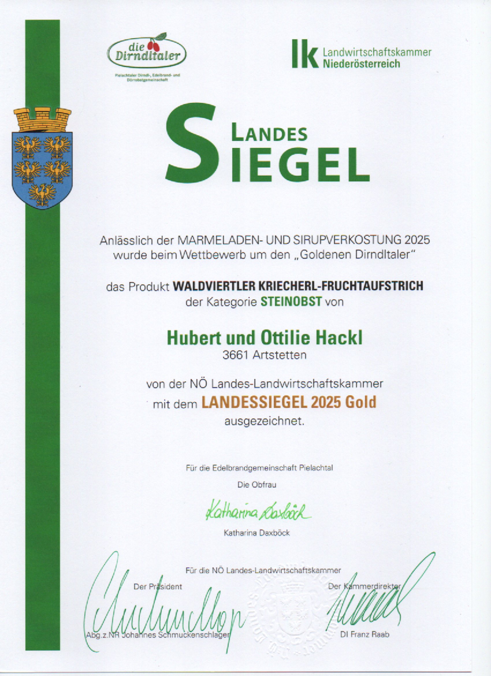Waldviertler Kriecherl-Fruchtaufstrich Gold